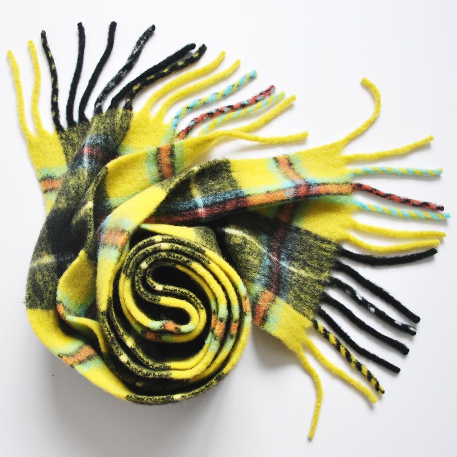 Wool Scarf for Women & Men,Long Shawl Winter Cold Weather Warm Thick Tassel Blanket Scarfs,Colorful Plaid Scarves - Image 7