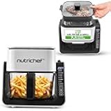 4 QT Air Fryer & Grill | 8-1 Preset Cook Modes | Transparent Fry Bowl for Best Cooking Results | Cook Shrimp, Steak, Fries, Wings & More | 4 QT Glass Air Fryer & 1.2 QT Grill | White