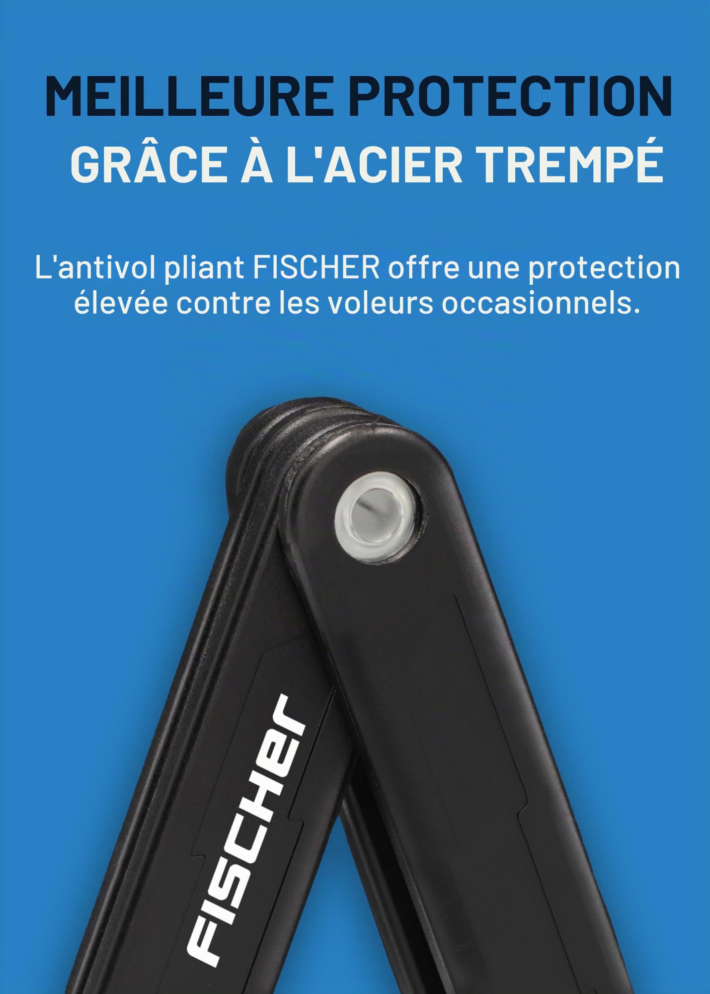 Fischer Antivol Pliable pour Vélo, Noir, Clé, Verrou, Securing bicycles