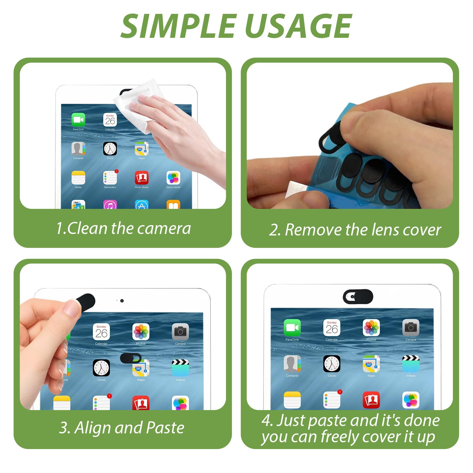 Cache Webcam Ultra-Fin Lot de 50, Protection Caméra pour Ordinateur Portable Tablette Smartphone, Coulissant Discret pour PC Noir