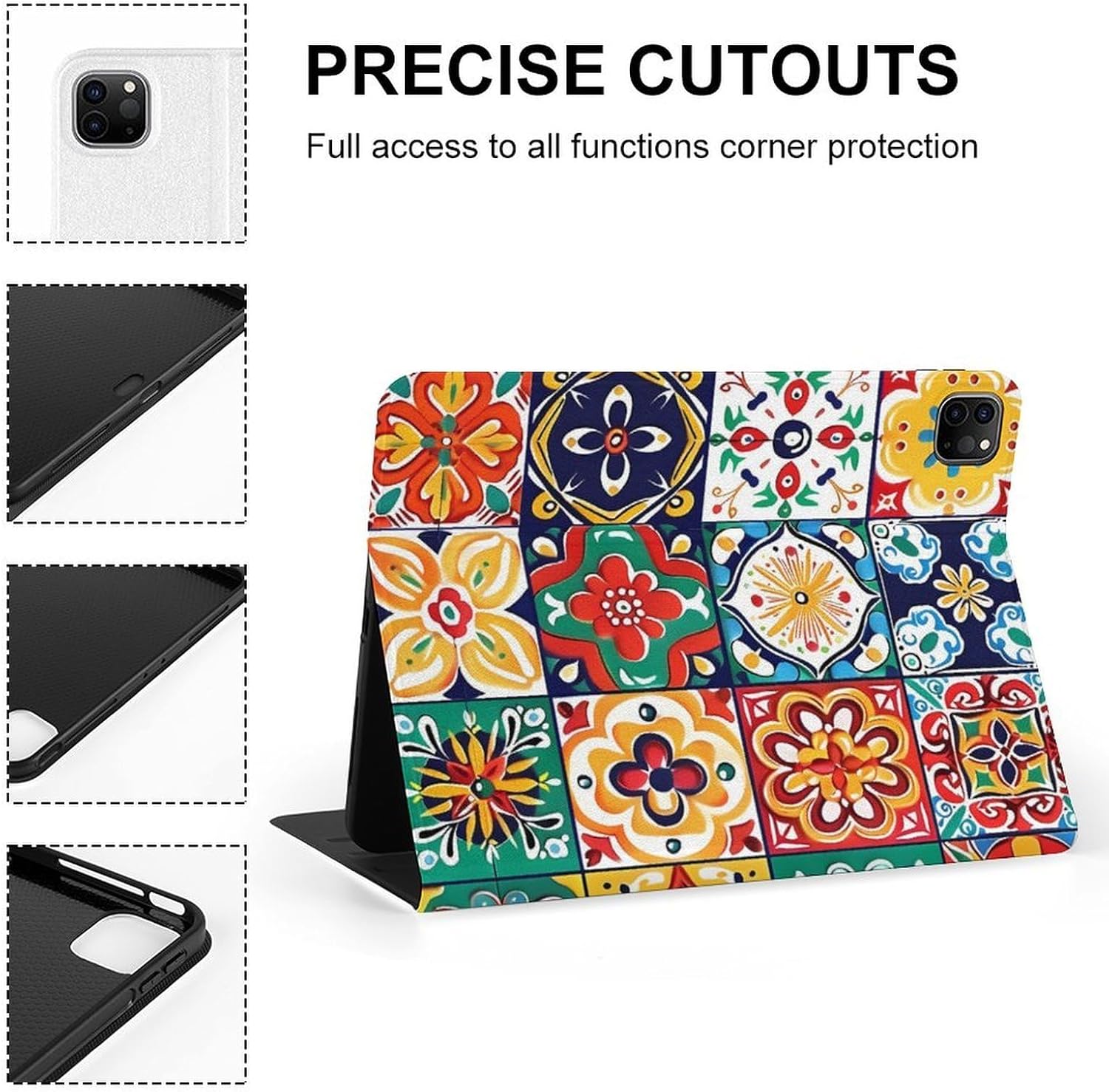 Mexican Talavera Italian Pottery Printed Case Trifold Stand Protective Cover Compatible with IPAD Pro 20/21/22(11in)