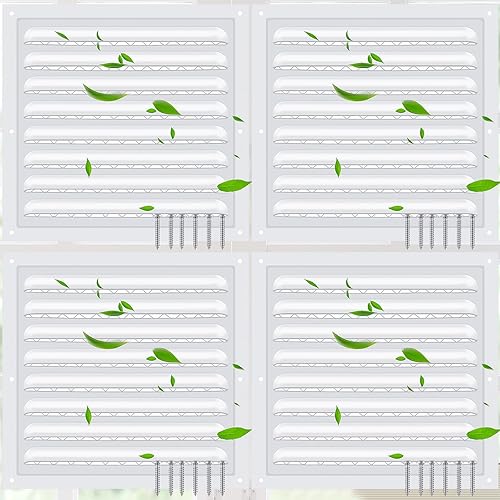 Miniatura 54 de 2 rejillas de ventilación de aluminio a dos aguas de 6 x 6 pulgadas, rejillas de ventilación de metal a dos aguas con tornillo y malla de pantalla