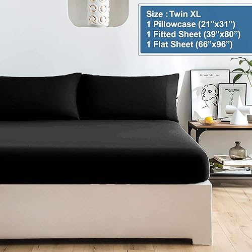 Miniatura 3 de DAN RIVER Juego de sábanas de jersey individual XL, sábanas de lujo 100% algodón jaspeado, sábanas de camiseta, ropa de cama para todas las