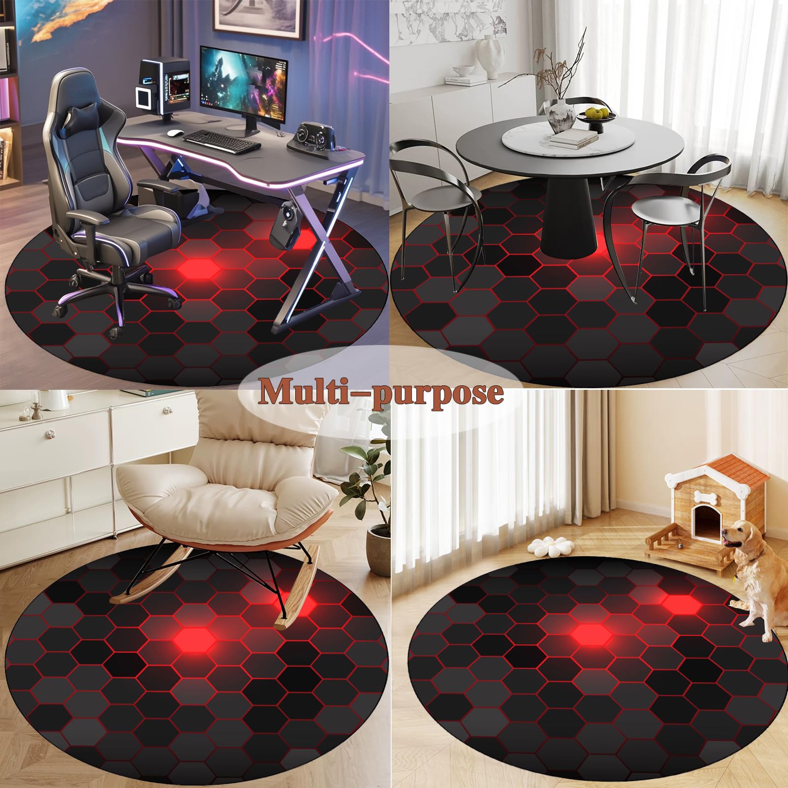 Tapis de Chaise Gaming, Ronde Tapis Chaise de Bureau, Tapis Protection de Sol pour Sols Durs, Tapis de Sol Bureau Tissu, Tapis Protège-Sol pour Chaise de Bureau stratifiée, Bureau et Chambre 120 cm
