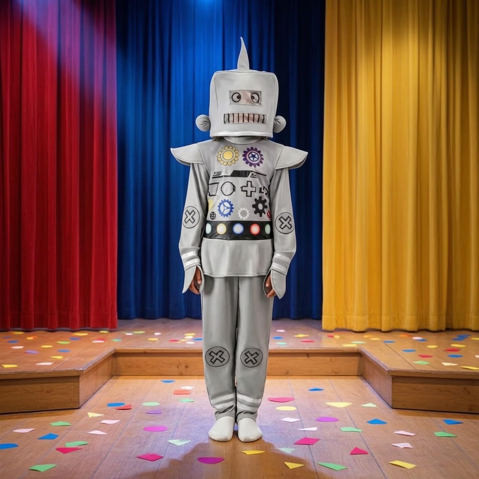 Harilla Tuta da Robot per Bambini Leggero Costume da Robot con Copricapo Divertente Vestito di Carnevale per Recite Scolastiche, Feste a Tema