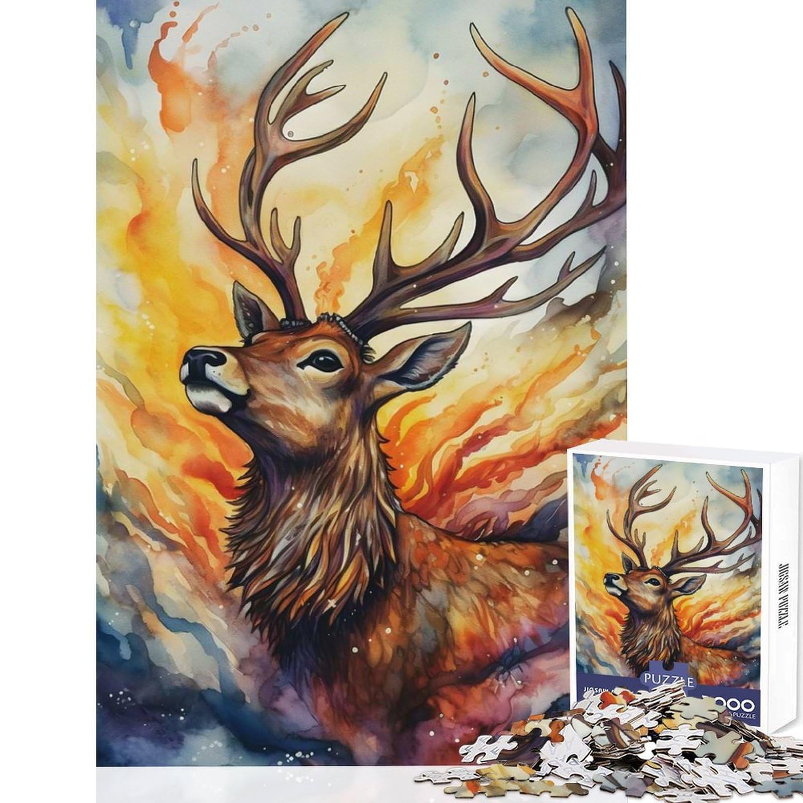 Magical Deer Puzzles for Adults 1000 Puzzles Recall Fun Play Uniform Size Precise Pieces Heartwarming Gathering Activity 38x26cm