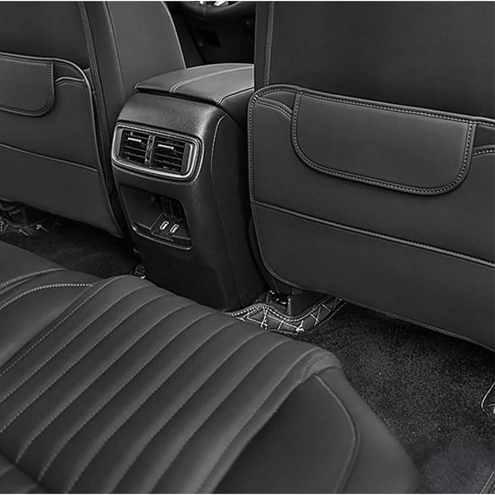 YMNBFCX 2pcs Car Seat Back Kick Pads for KIA Sportage GT S-line 2018-2023 2024 2025 Front Seats, Leather Car Rear Seat Kick Pads, Car Seat Back Protector Accessories,Black