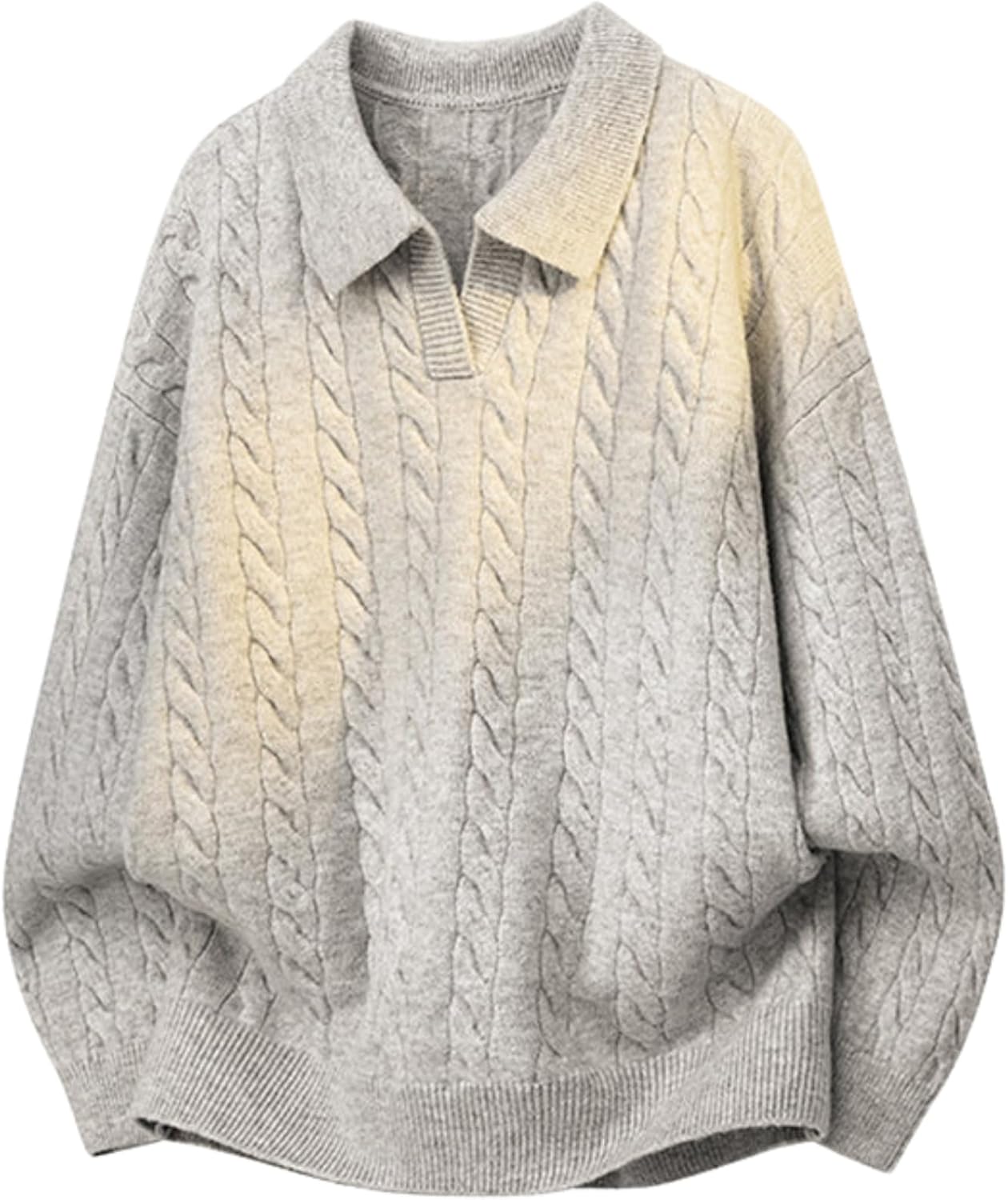 Vamtac Sweaters for Men Loose Cable Knit Sweater Casual Soft Pullover Knitted Tops Long Sleeve Winter Y2k Outfits