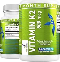 Vista 1 de Suplemento de Vitamina K2 NutriZing MK-7 - Alta Potencia 600 mcg - Apoya la Salud Ósea y Arterial - 90 Cápsulas Veganas - Vitamina K2 para Hombres