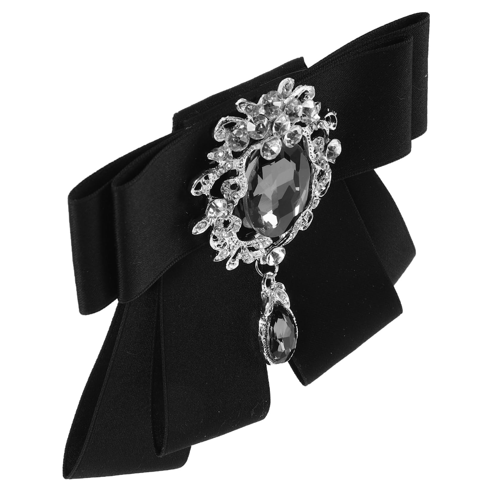 LIFKOME Vintage Rhinestone Ribbon Bow Brooch for Men Women Pre Tied Bow Tie Accessory for Wedding Christmas and Party Ceremonies Stylish Durable Design Occasion