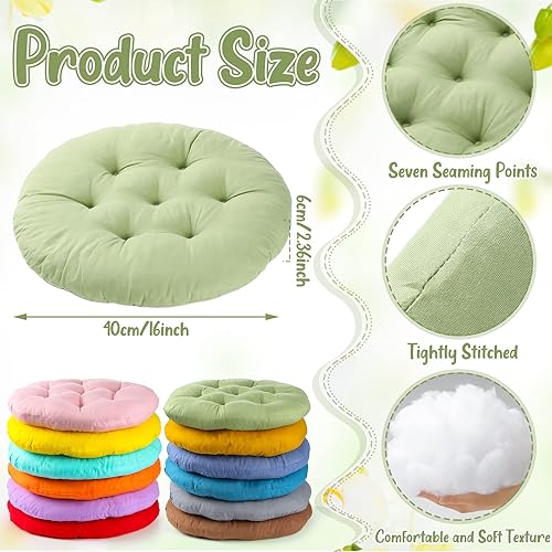 Miniatura 2 de 12 cojines de suelo, cojines de asiento redondos de 15 x 15 pulgadas, cojines de silla de color, cojín de lectura para niños y adultos, aula, hogar,