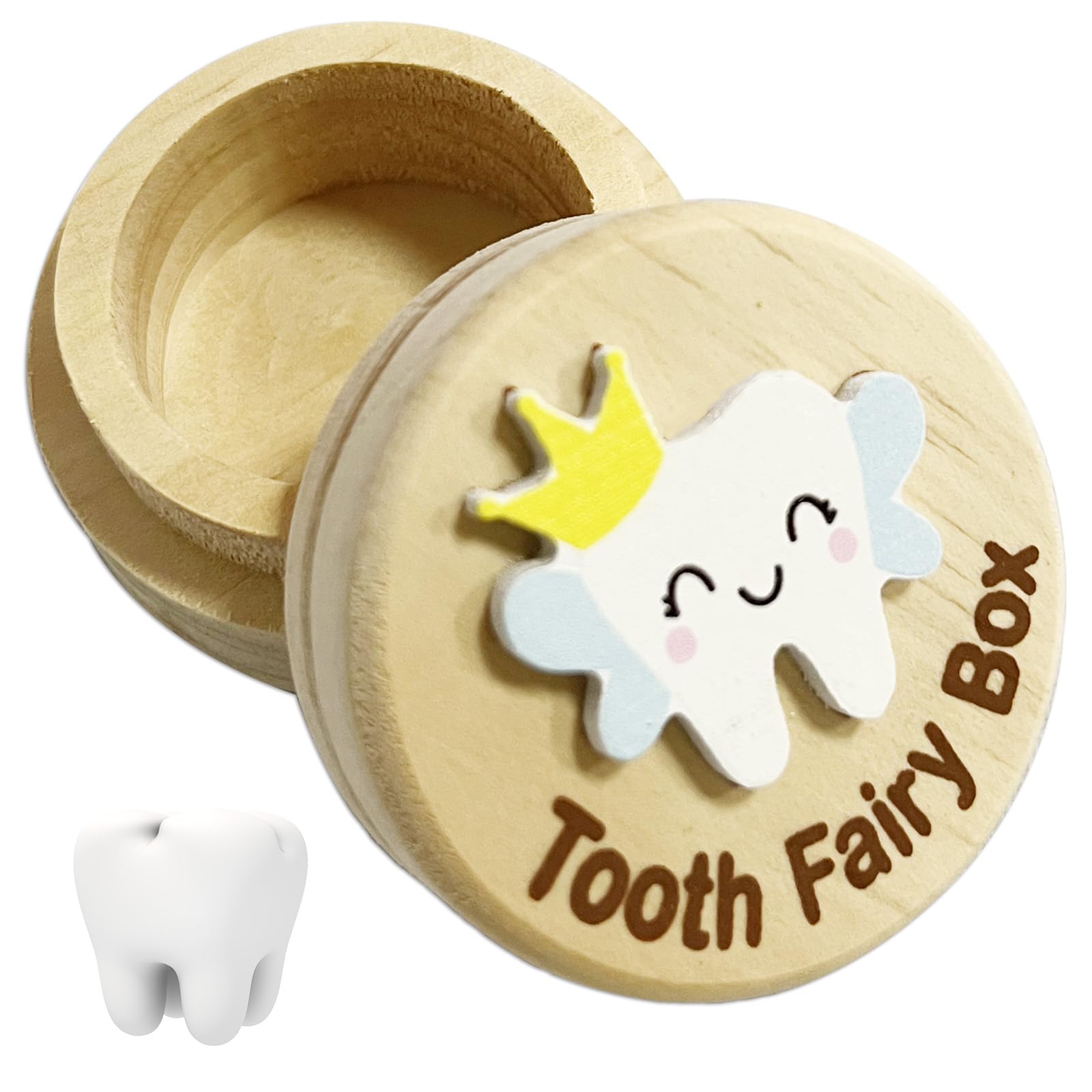 YEALRUSON 歯の妖精ボックス 男の子または女の子用 3D彫刻 木製 お土産 落歯 記念品 収納ボックス (歯の妖精箱2個)  Amazon.co.jp: 歯の妖精ボックス 男の子と女の子用 - 3D彫刻 かわいい漫画の歯 木製記念品 赤ちゃん 幼児 失われた歯 収納  お土産ホルダー キッズ 新生児 ..., image size:1600x1600