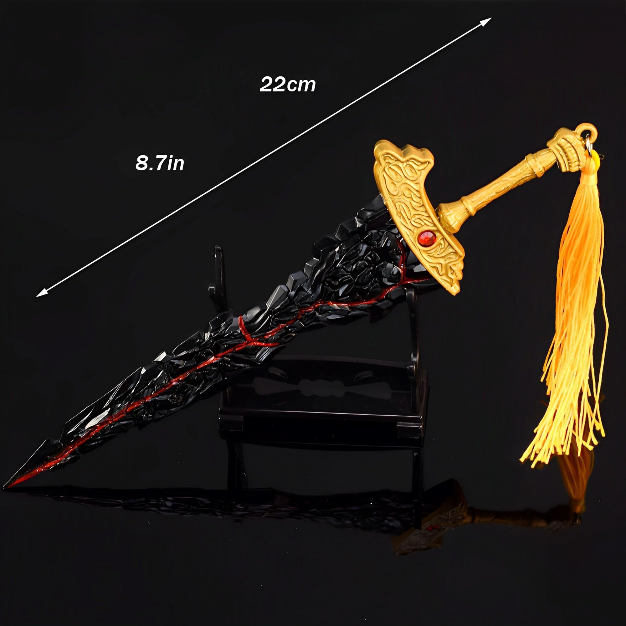 Collezioni di Videogiochi, Spada da Collezione Interamente in Metallo Modello Elden Ring Maliketh con Lama Nera 8,7 pollici/22 cm espositore Gioco