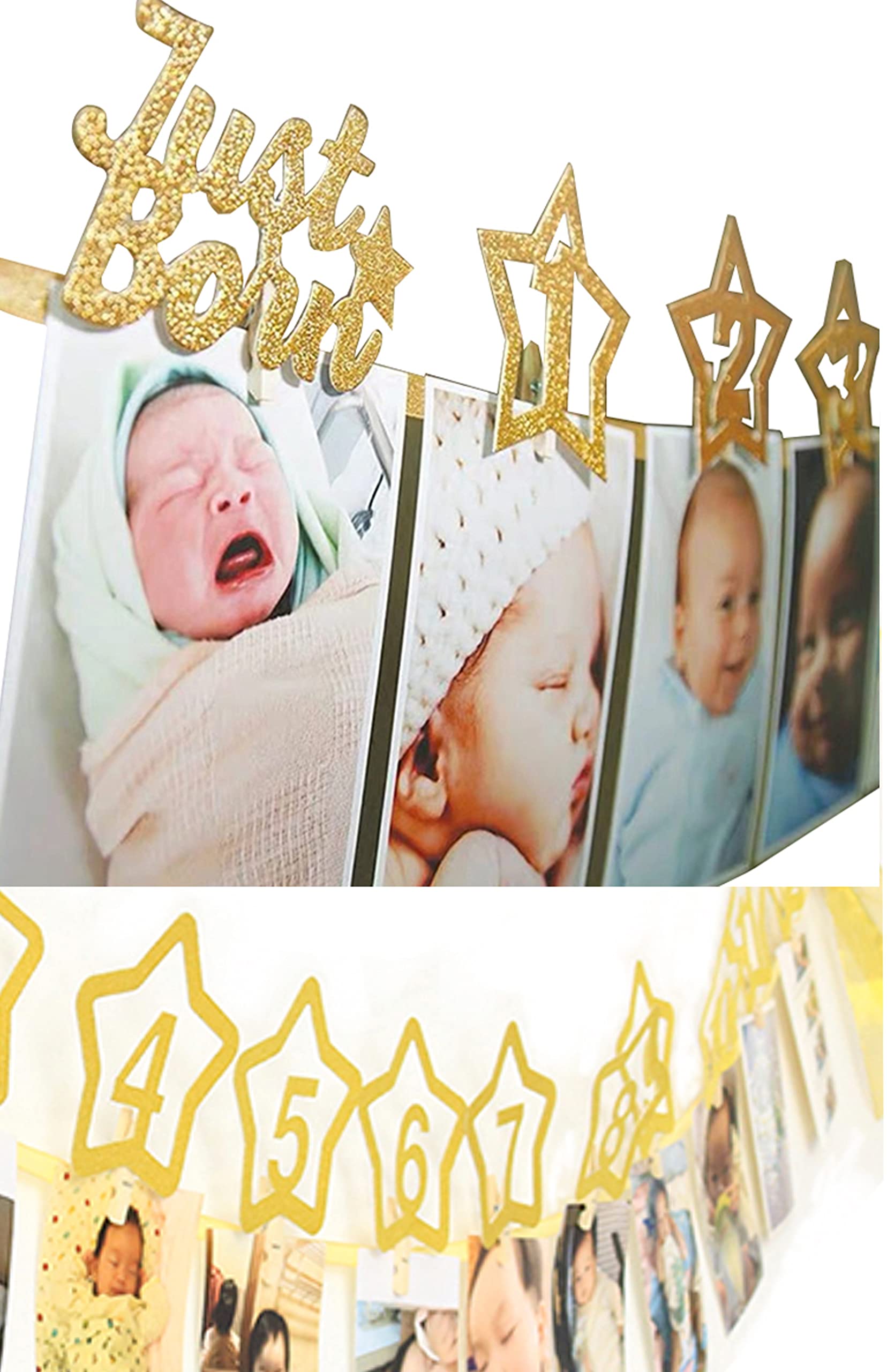 Amazon.co.jp: 1歳 ガーランド ベビー 誕生日 飾り 写真 記念 星 金 1