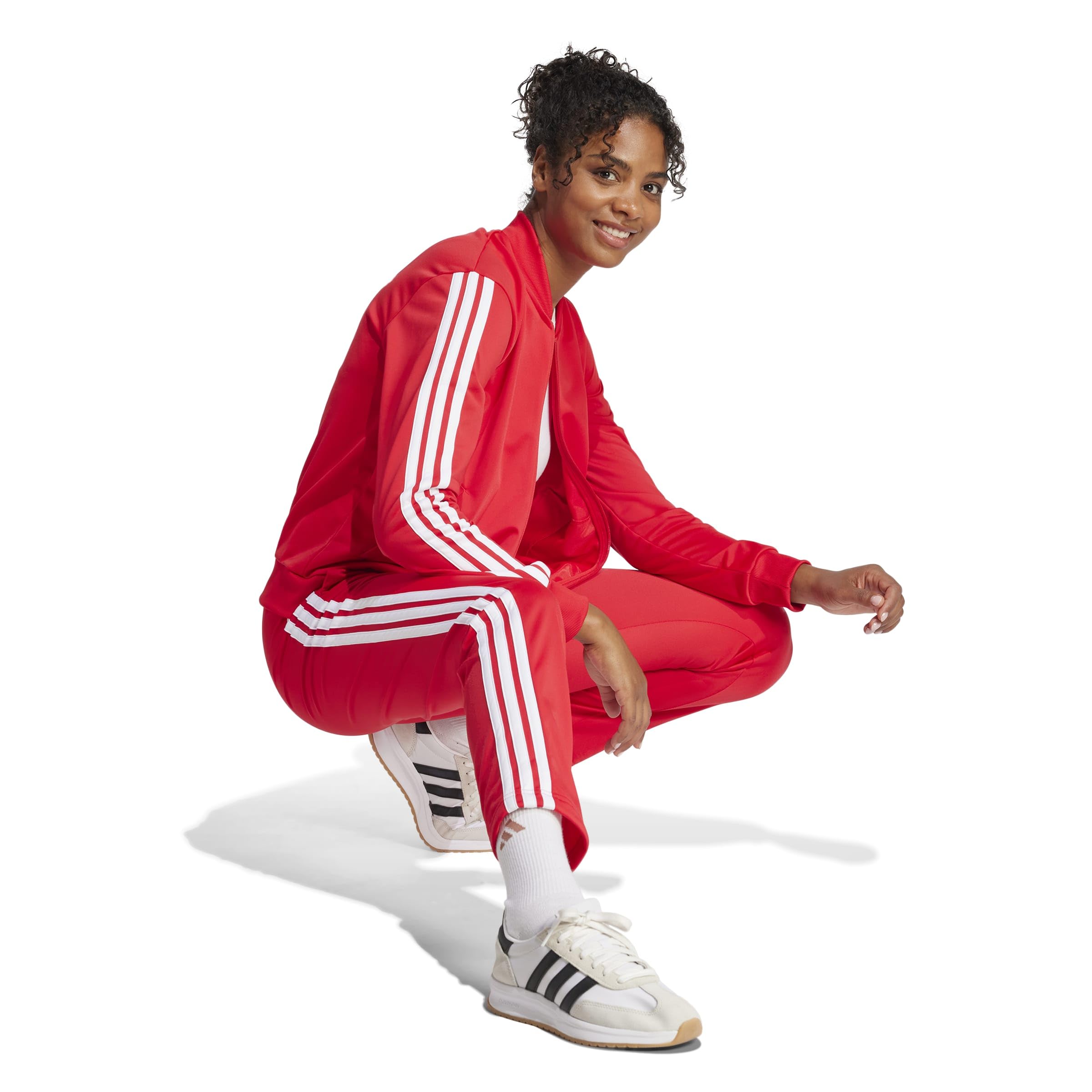 adidas Kobiety ESSENTIALS 3-STRIPES TRACKSUIT, pure ruby/white, M