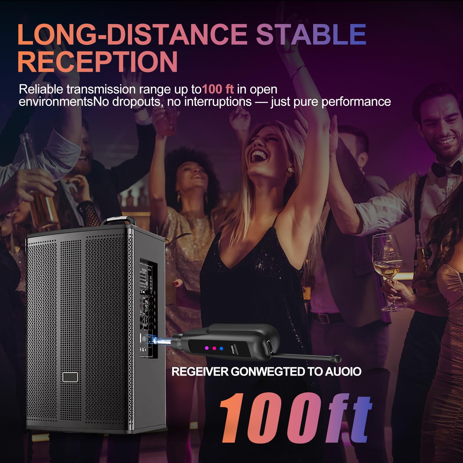 Aveek Micrófono Inalámbrico 2.4G, Set de Micrófonos Inalámbricos Recargables con Receptor, Micrófono Dinámico Profesional para Karaoke, Bodas, DJ, Fiestas, Iglesias, Alcance de 30m, Pack de 1
