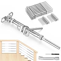 Vista 11 de BLIKA 30 pares de kit de barandilla de cable de 1/8" con hardware de tensor de palanca ajustable, kit de barandilla de cable de acero inoxidable