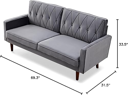 Miniatura 3 de Container Furniture Direct S5738N - Sofá de terciopelo copetudo de estilo moderno para sala de estar con tapicería de tela suave y marco de madera