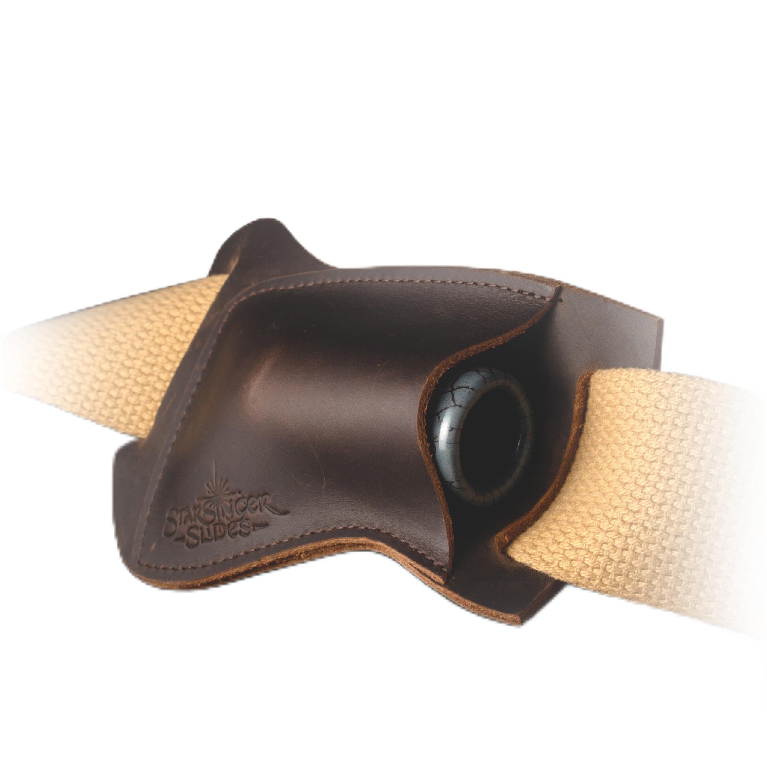 Guitar Slide Holster Leather Pouch for Belt or Guitar Strap