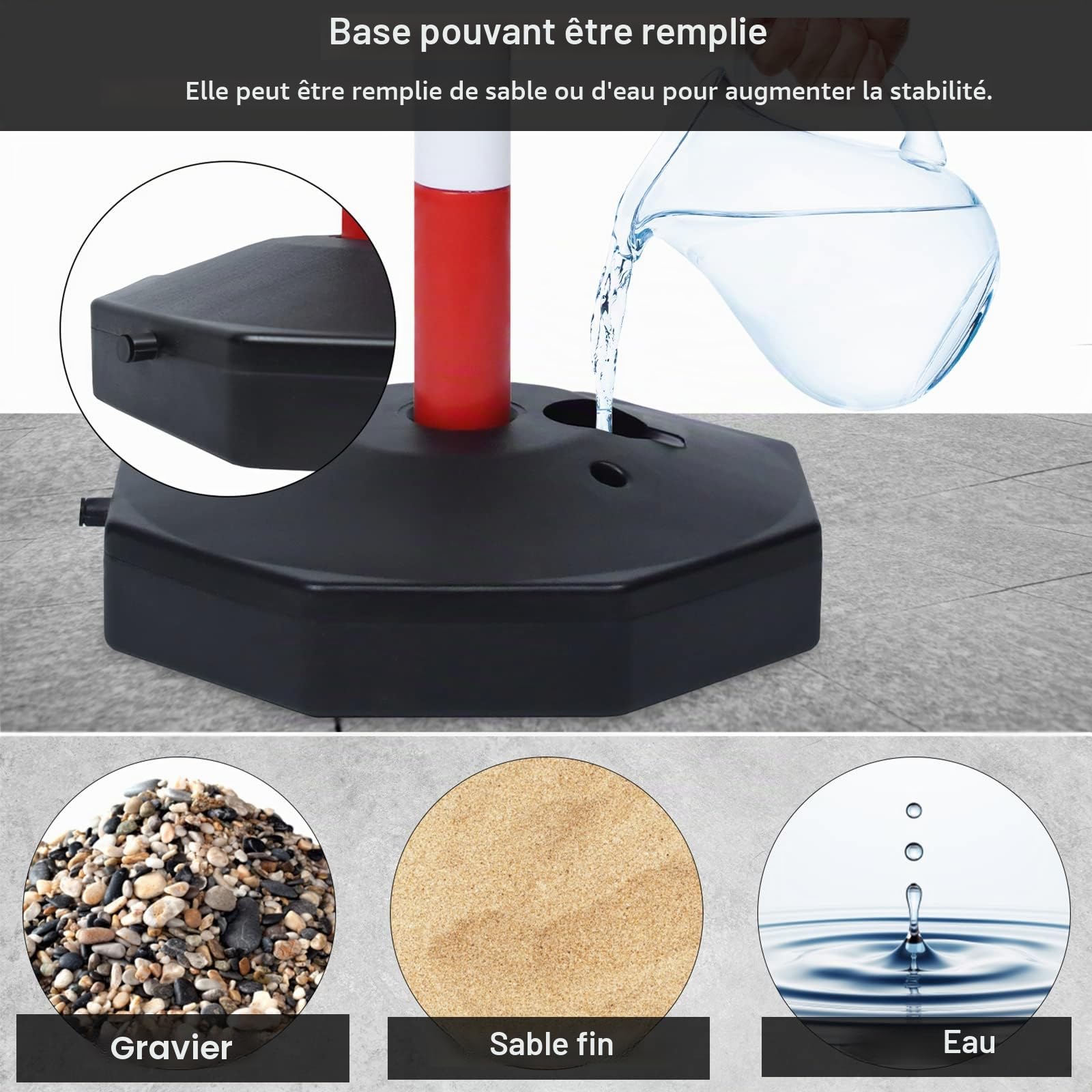 LARS360 Lot de 2 poteaux d'arrêt avec chaîne, 82 x 28 x 28 cm, poteaux de chaîne en plastique pour contrôle de la circulation ou avertissement sur l'allée, garage, rouge et blanc