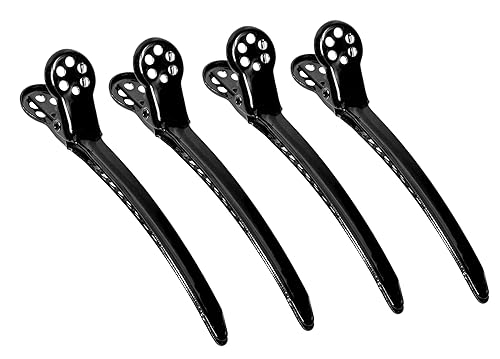 Miniatura 4 de Framar Clips de tensión ajustados negros - Juego de 4 pinzas profesionales para el cabello pinzas para el cabello pinzas de metal extra apretadas y
