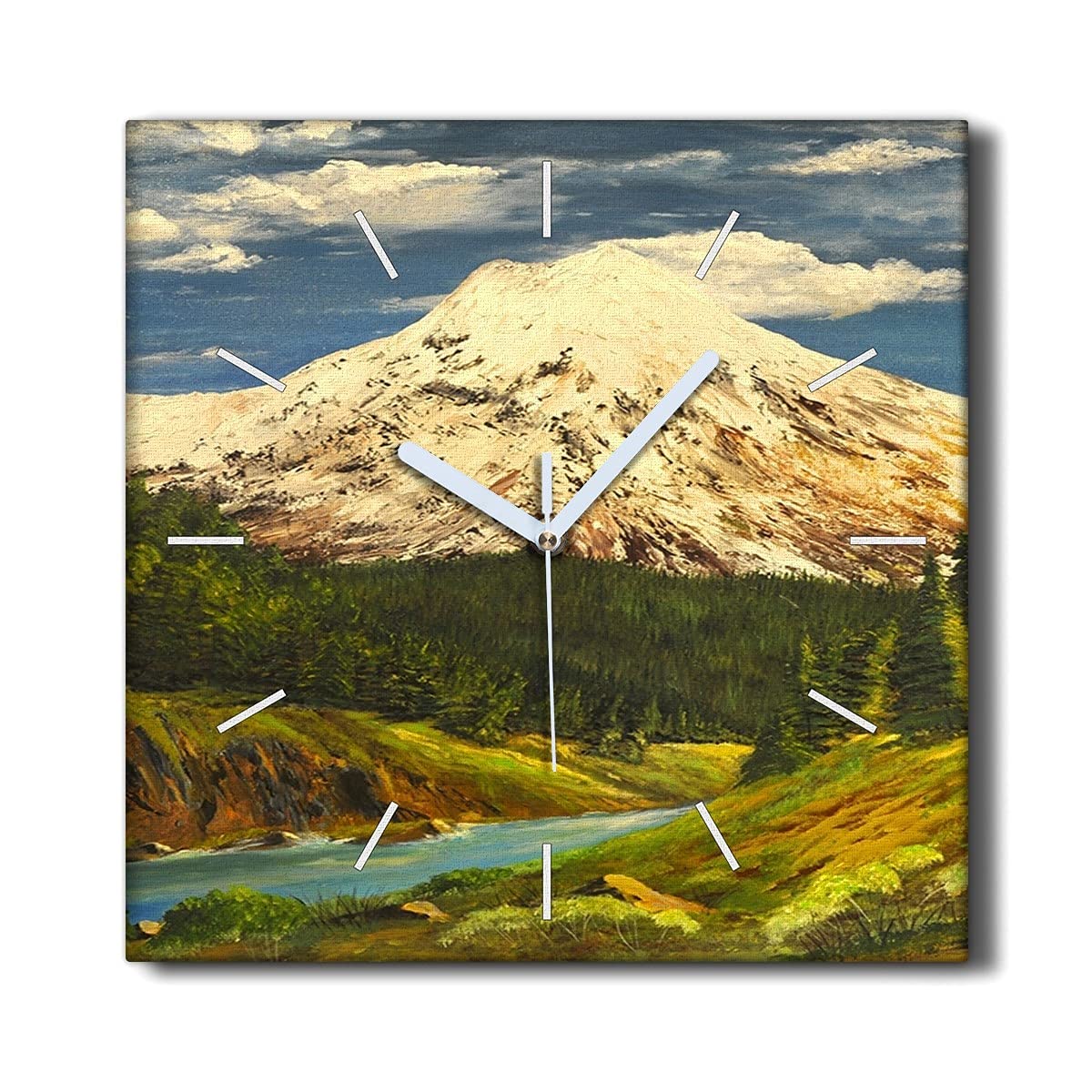 Horloge sur toile décoration salon peinture nuages 30x30cm sans bruit
