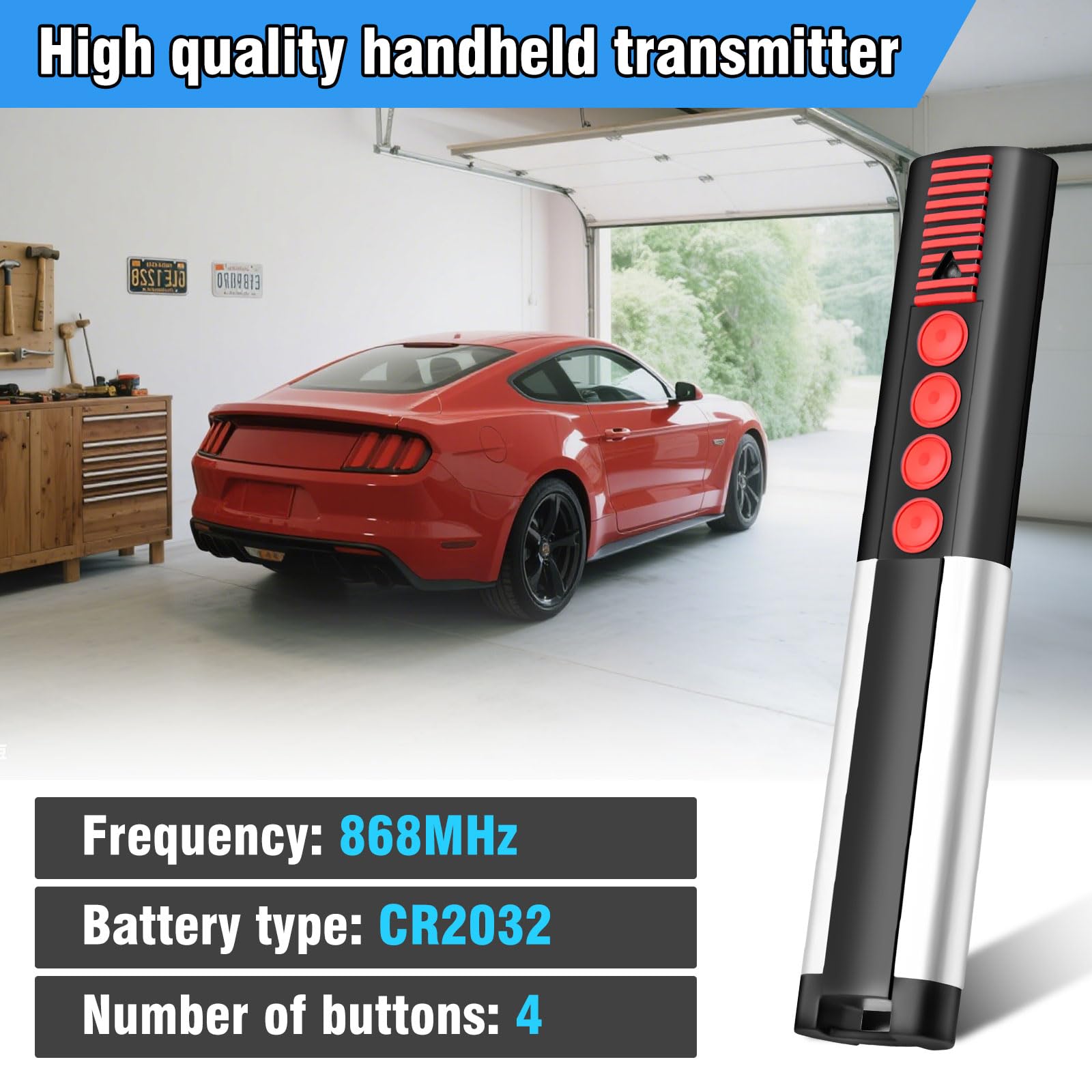 3 Stück Ersatz für Sommer handsender, 868,8 MHz garagentor fernbedienung 4 Kanal, Kompatibel mit Sommer 4020 TX03-433-4, 4020V000, 4025V000, 4026V000