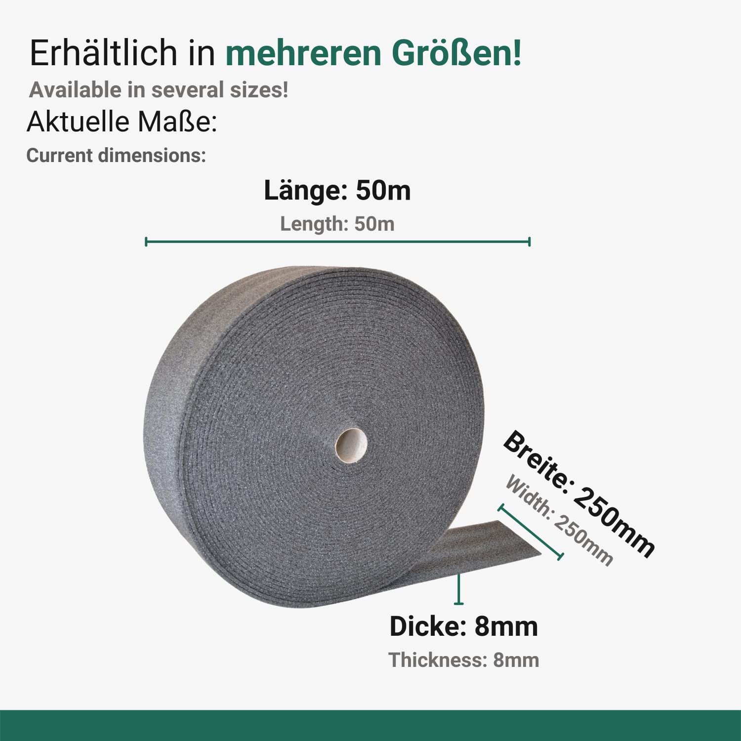 dm-folien gmbh 1 Rolle Premium Randdämmstreifen grau I 250mm x 8mm x 50m I verschiedene Abmessungen I formstabile Dämmstreifen für Estrich I PE-Schaum Randstreifen für Fußboden & Dämmung