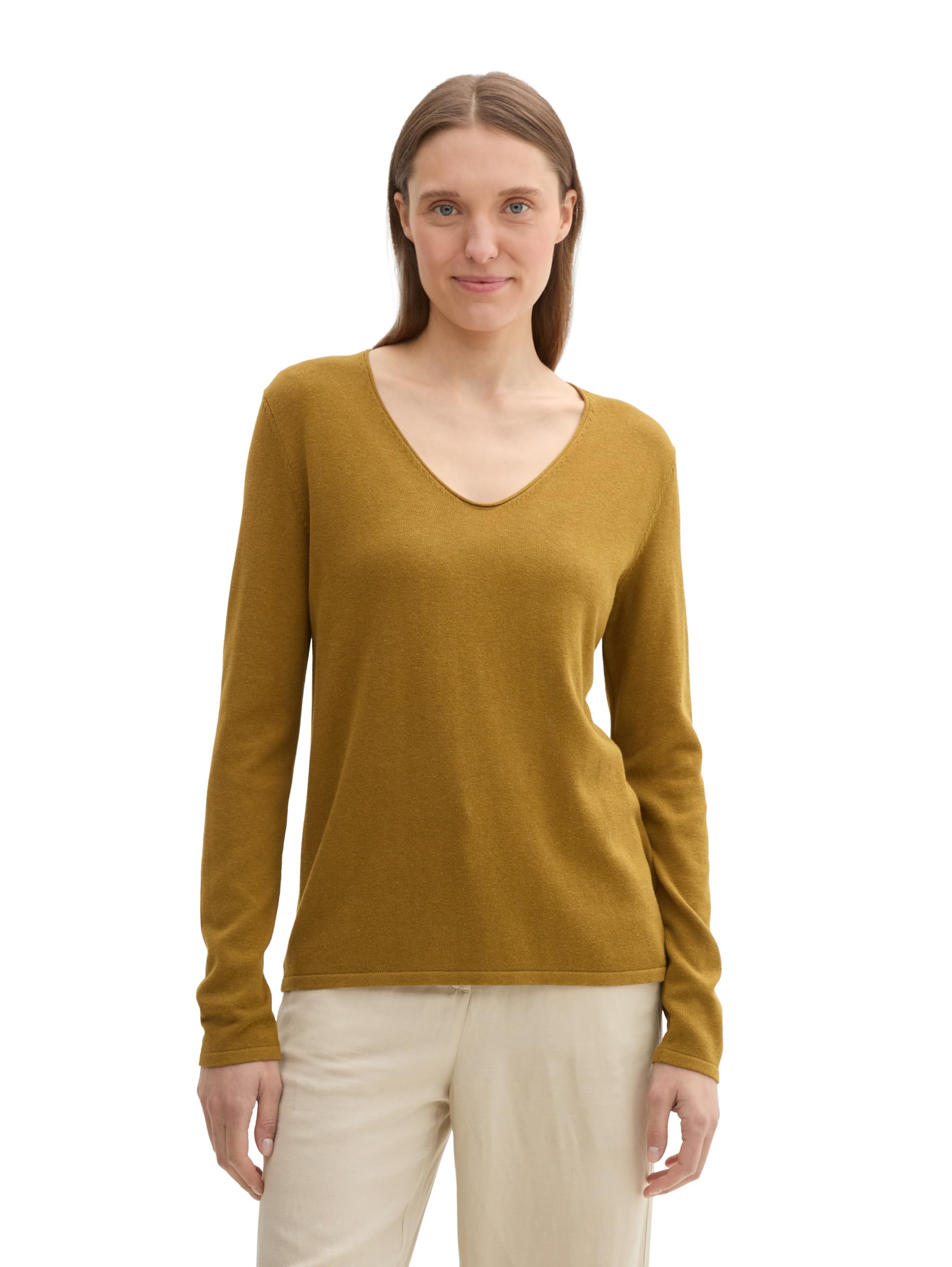 TOM TAILOR Damen Strickpullover mit V-Ausschnitt