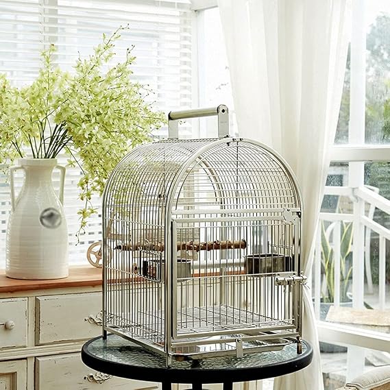 Flight Cage Household Parrot Bird Cage Stainless Steel Bird Cage Tiger Skin Black Phoenix Cage Stand with Portable for Small Birds Bird Cage (Color : A)