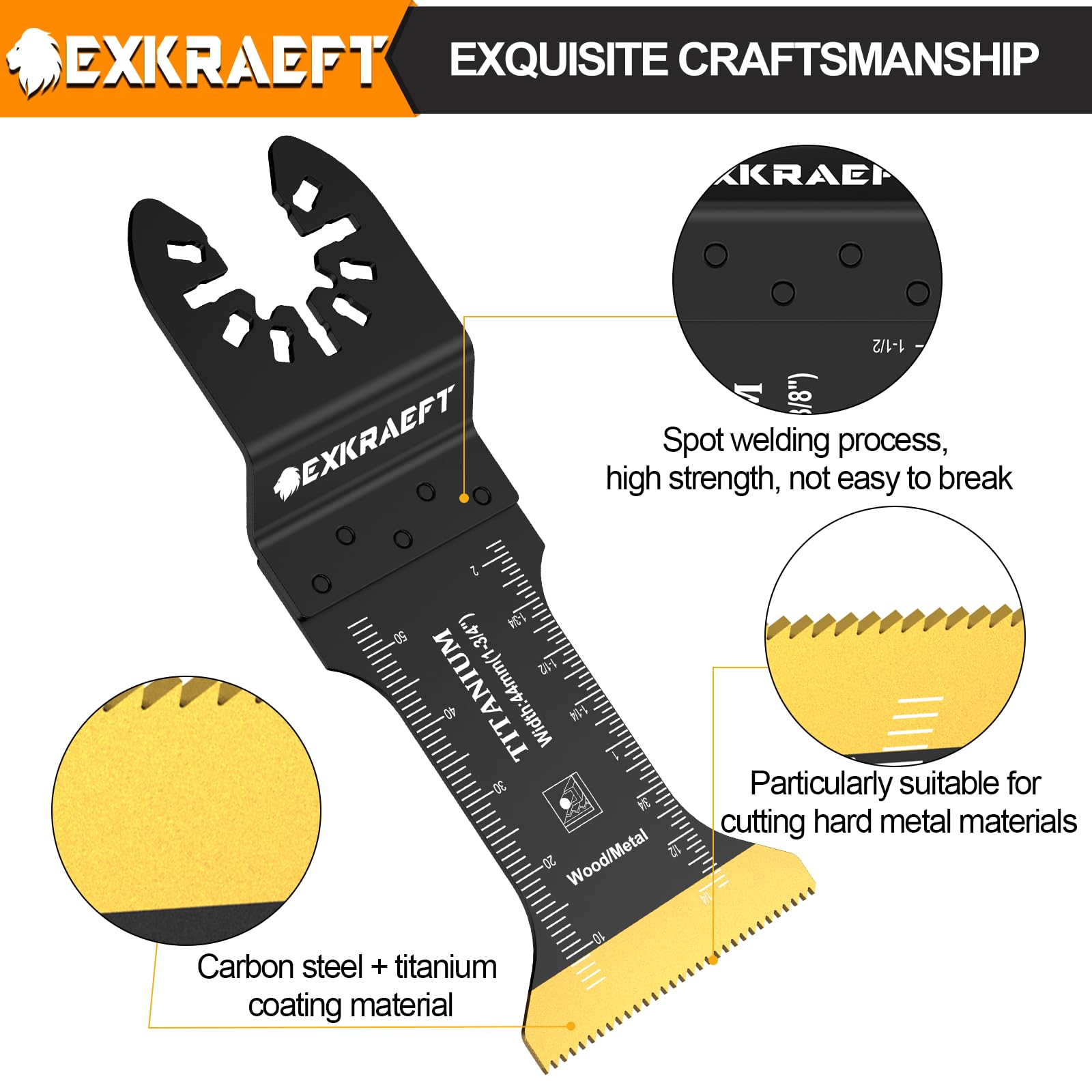 EXKRAEFT 18 cuchillas oscilantes de titanio, cuchillas multiherramienta universales para clavos de metal, madera, plástico y material duro, hojas de sierra oscilantes compatibles con Dewalt Milwaukee
