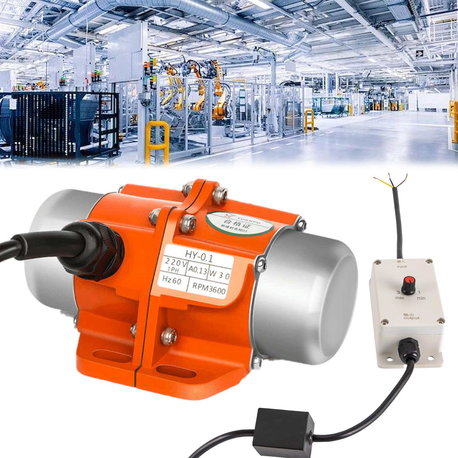 100W Elektrischer Vibrationsmotor, 220V Rüttelmotor aus Aluminiumlegierung mit 0-3000RPM Stufenloser Geschwindigkeitsregler für Bergbau Metallurgie Kohle Elektrizität Bauwesen