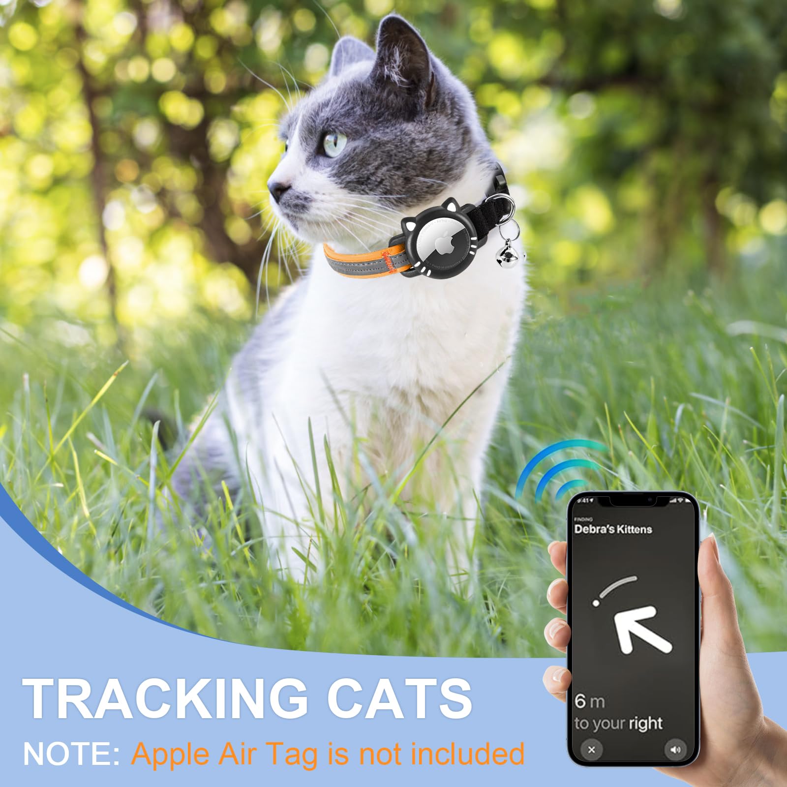 Ytanest Luminous AirTag Cat Collar,Reflective and Breakaway Cat Collar with Apple Air Tag Holder - Image 4