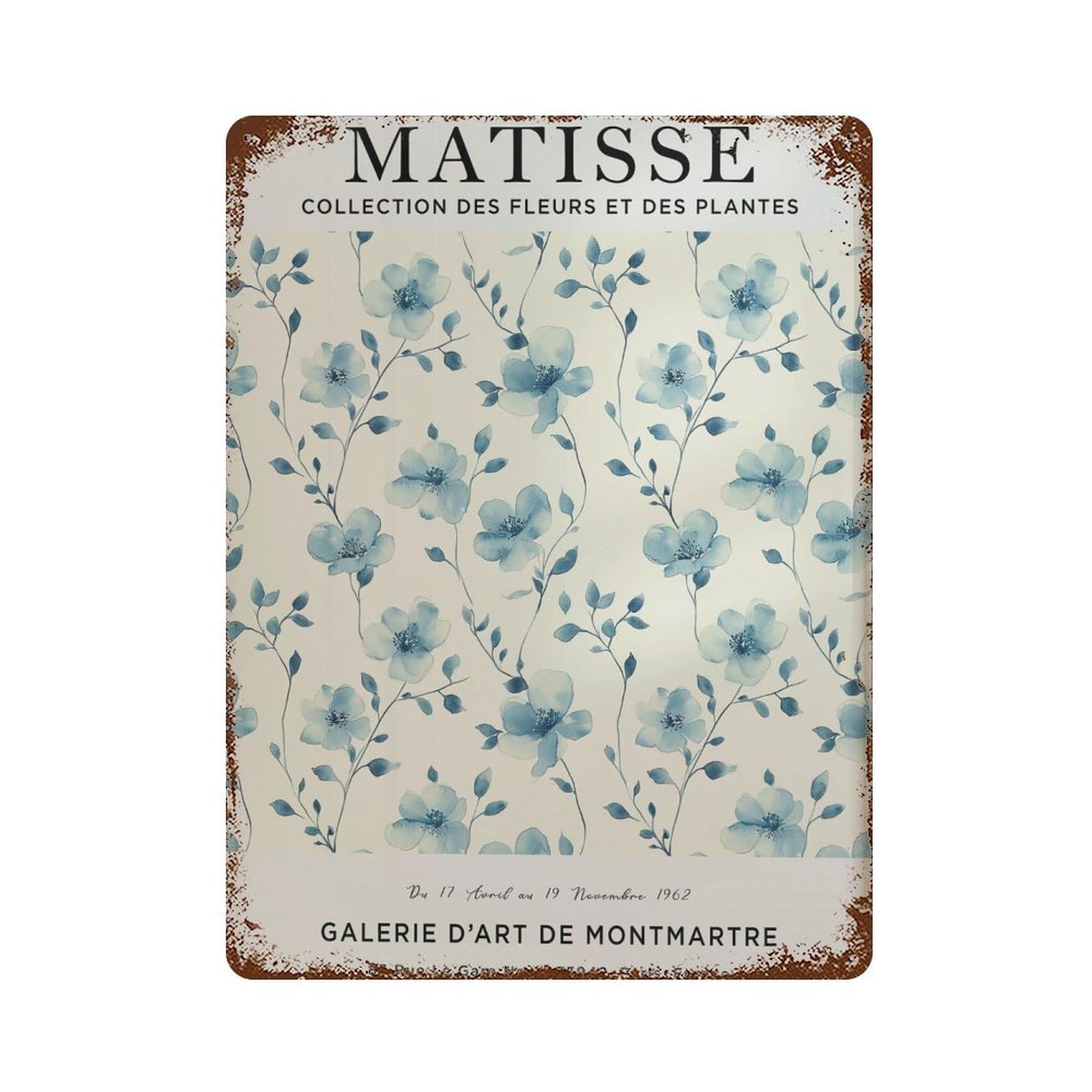 xiaoxiaoshen Henri Matisse Flower Blue Flower. Market Plant. Botanical Wall Decor Art Metal Tin Poster Modern Home Decor Art Home Bar Shop Decorations Vintage Sign 40x30cm