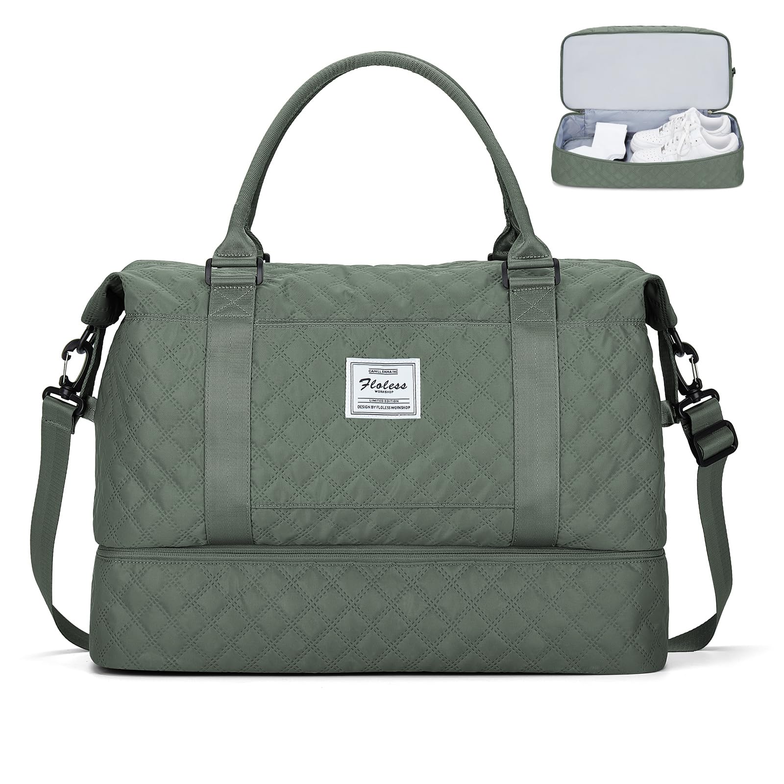 SEAFEW Bolsa de Viaje 40x20x25 para Ryanair,Impermeable Bolsa de Deporte para Gimnasio,Bolsa de Mano Equipaje de Fin de Semana 40x30x20 para Mujer,Bolso de Natación para Playa,D15-Gris Claro — view 69