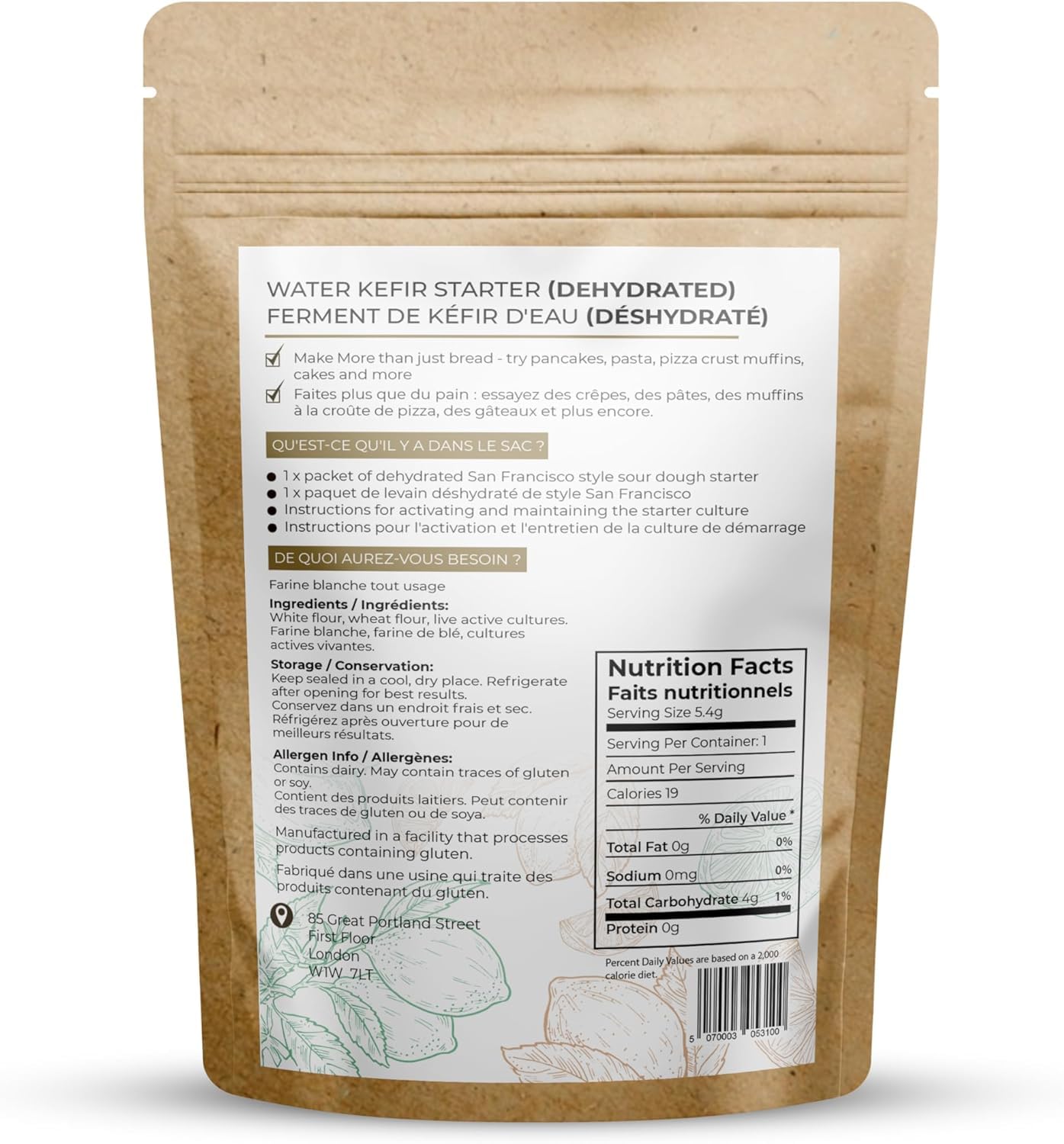 Fermento de masa madre deshidratado estilo San Francisco 15g