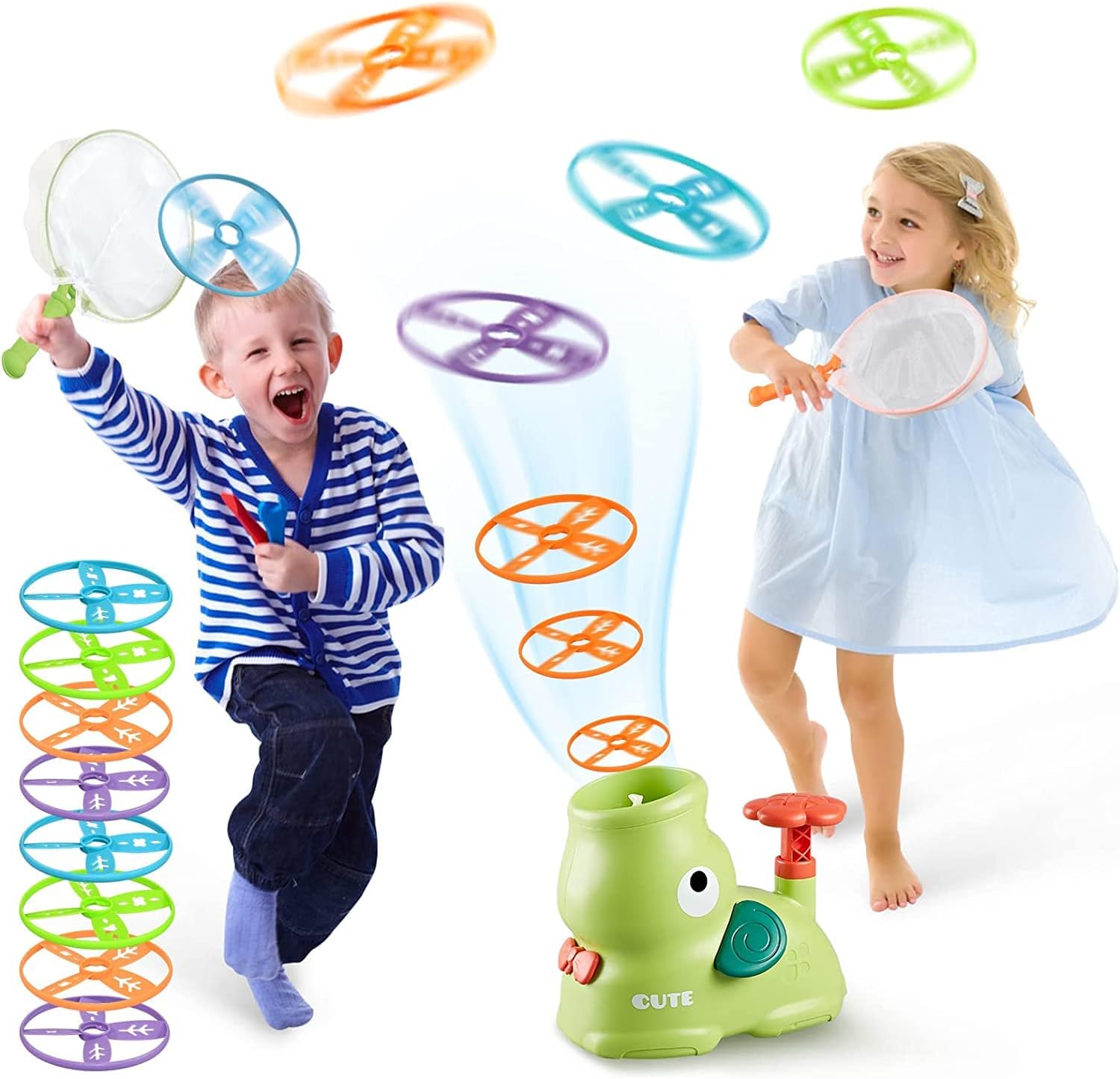 Arabest Ouside Toys for Kids Ages 4-8, Flying Disc Launcher Toy Sport ...