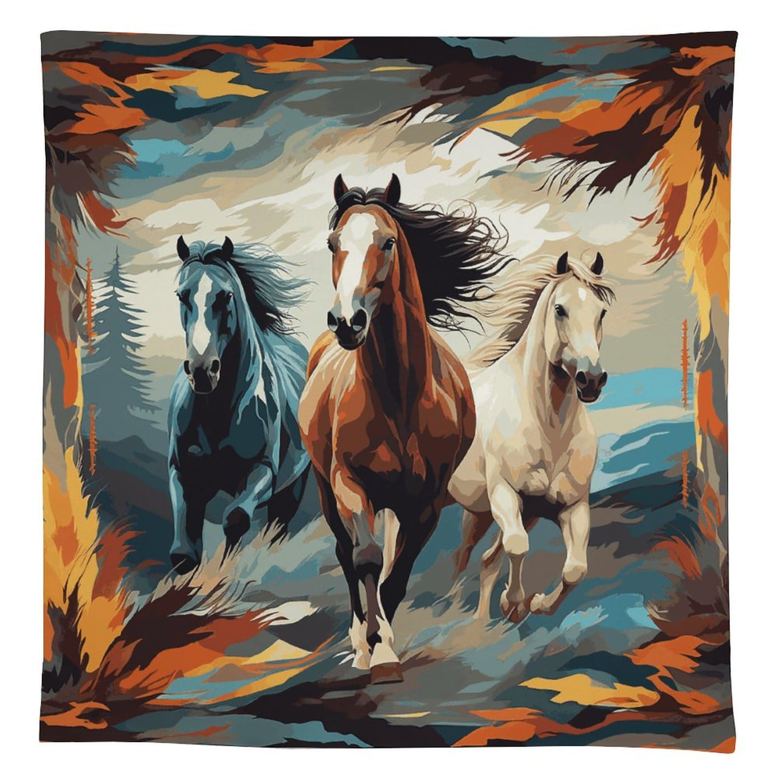 Nappe chevaux anti-tache en lin rustique pour protéger la table des repas de famille