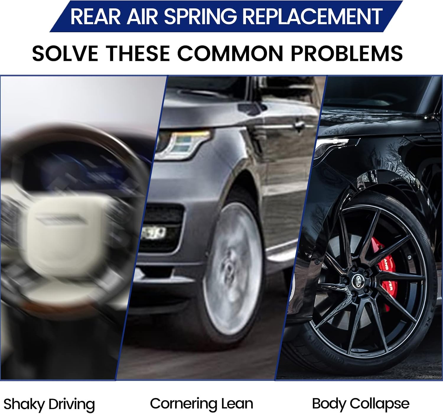 Rear Air Spring Suspension Bag Compatible with Range Rover L322 2002-2012 Car, OEM Replace# RKB500082 RKB500240 RKB500080 RKB000151 RKB000150