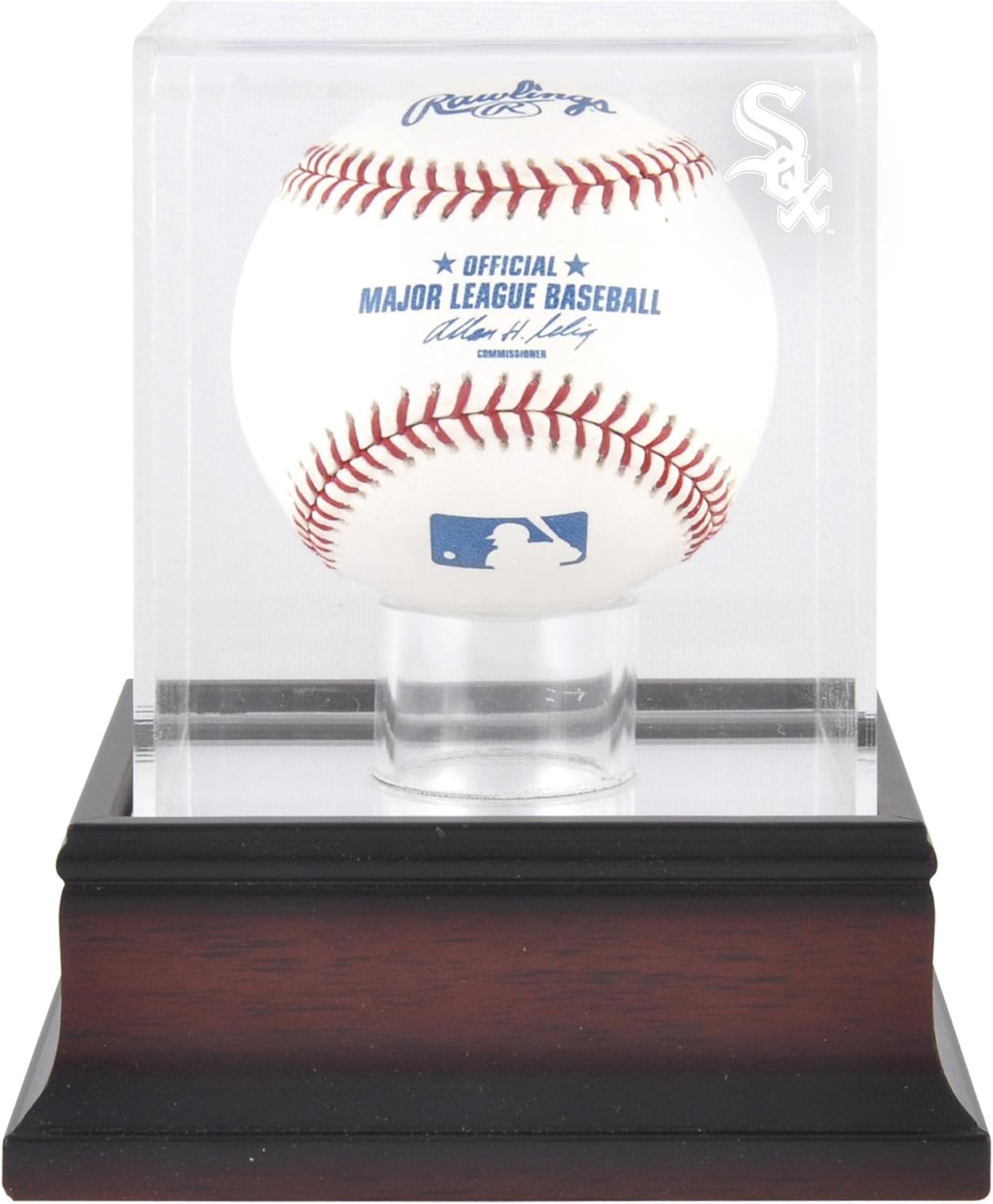 Chicago Sox Mahogany Baseball Logo Display Case - Baseball Free Standing Display Cases ''Case Only''