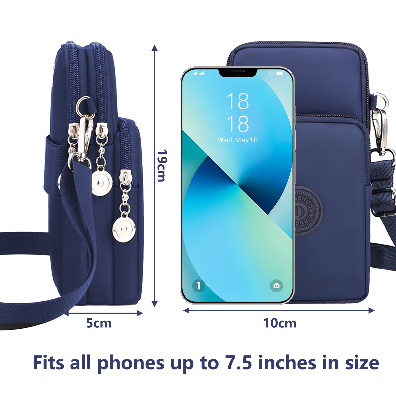 2 Pezzi Tracolla Porta Cellulare OHSN - Borsetta Da Collo Con Portacarte, Blu