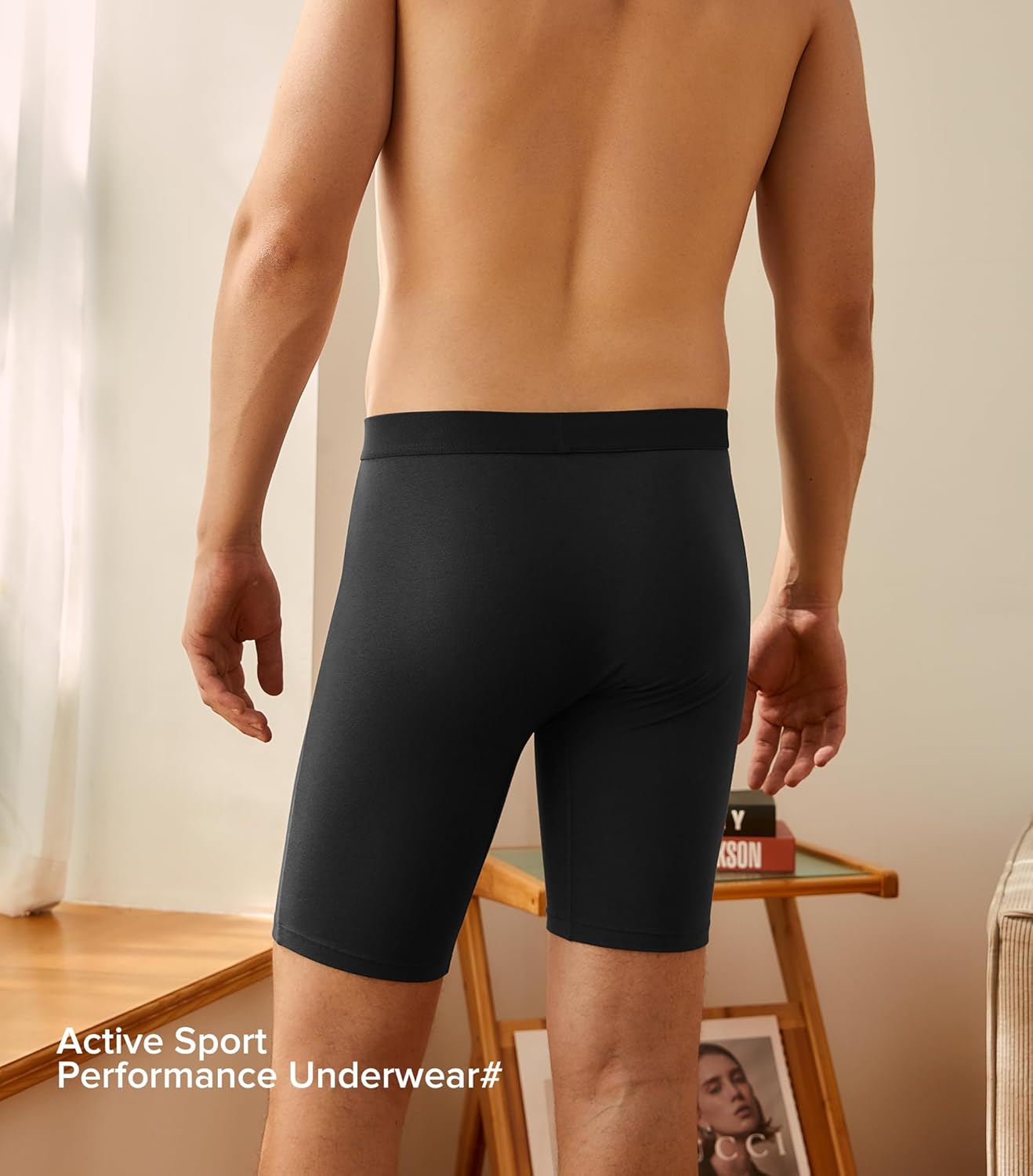 5Mayi Mens Underwear Cotton Boxer Briefs 9 Inch Long Leg Boxer Briefs for Men Pack - Image 3