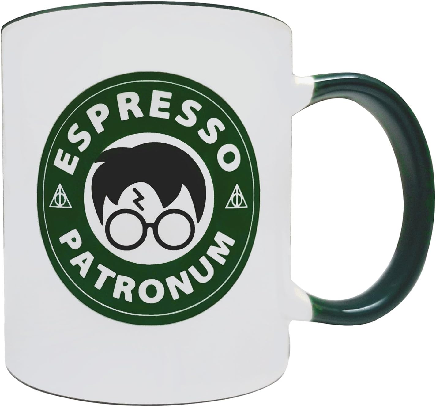 Espresso Patronum Potter Themed 11oz Ceramic Mug/Cup - Green Inside & Handle - Harry P - Giftable Foam Box Protection - Image 2