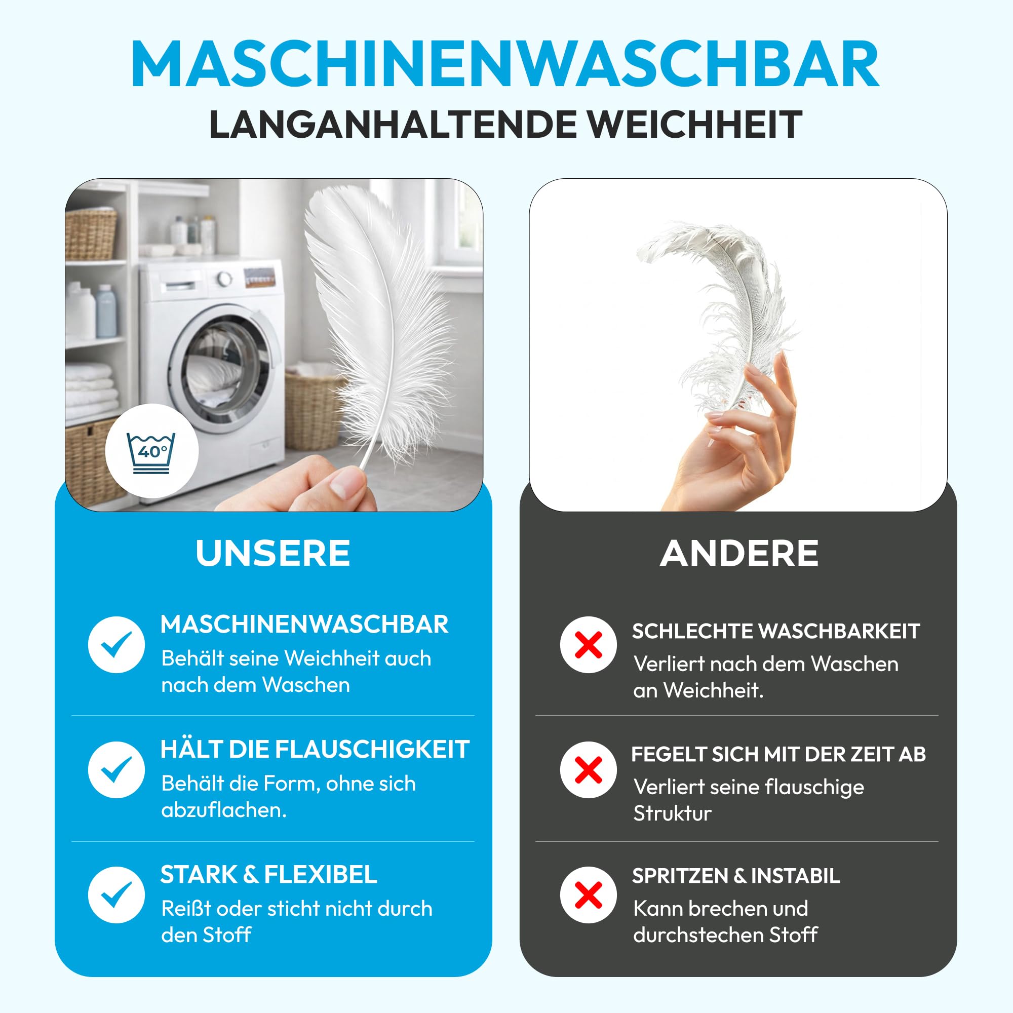Daunendecke 135x200 | 100% Daunen% Federn - Ganzjahresdecke 135x200 | Feuchtigkeitsregulierend, ohne störende Federkiele und ideal für Allergiker | Daunenbettdecke | Made in Germany