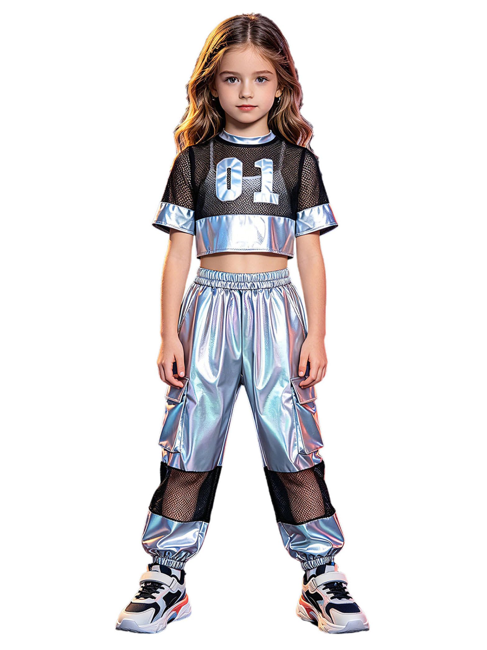 Niños Conjunto Ropa Metálica Traje Dos Piezas Brillante