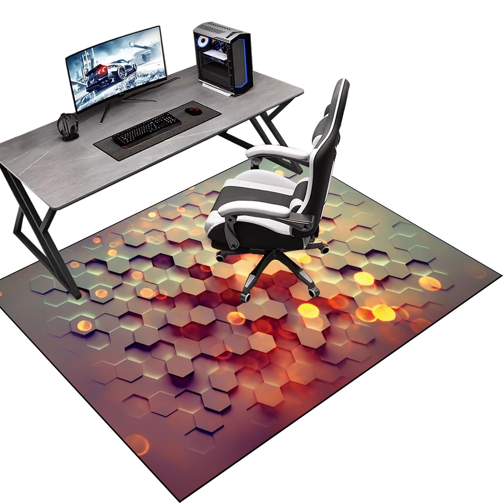 60 x 100 cm Gaming Chair Mat Non-Slip Protective, Office Carpet Protector Chair Mat, Floor Protector for Office Chair, Office Chair Mat for Hardwood Floor, Multi-Purpose Hard Floor Protection Mat