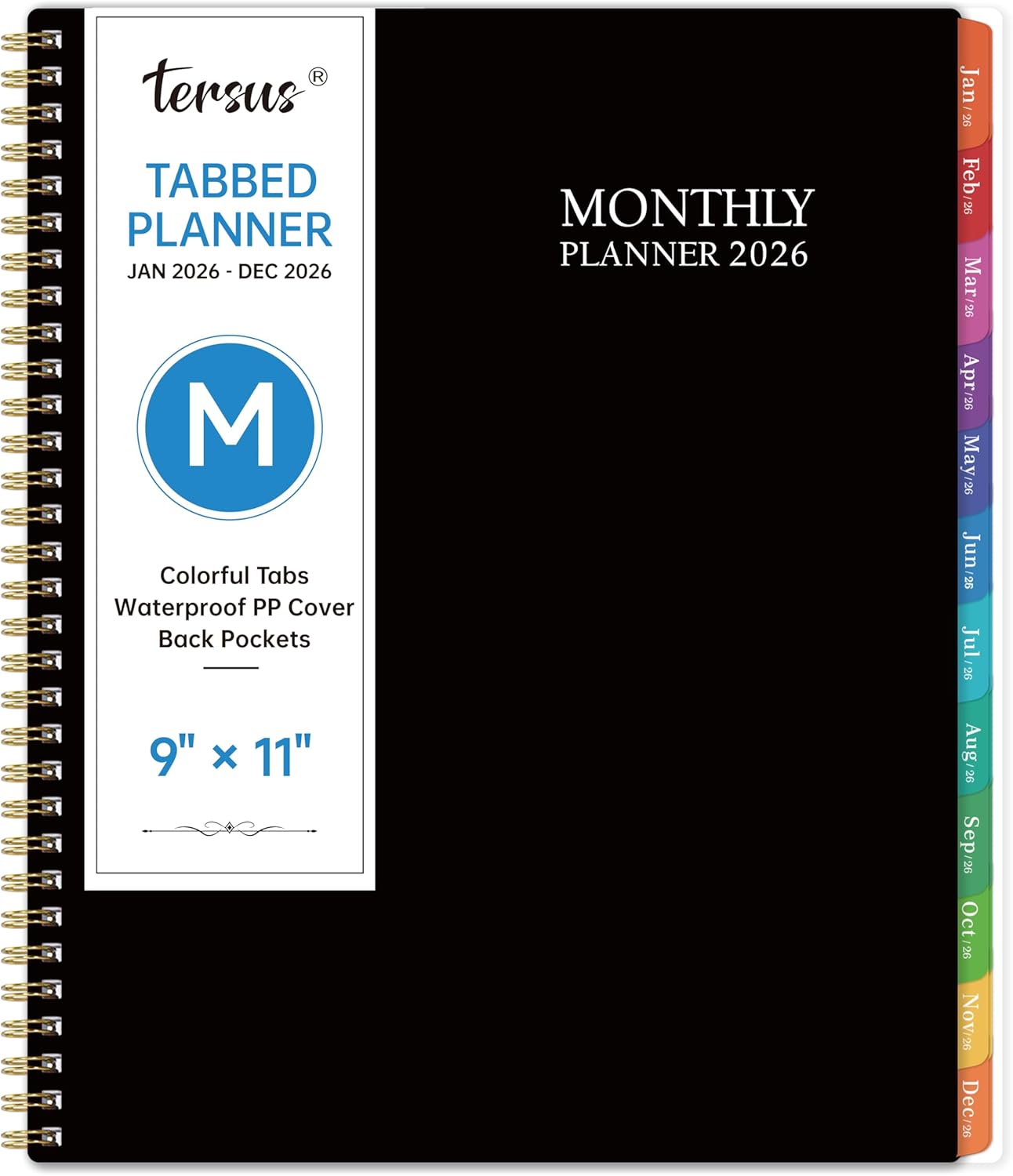 2026 Monthly Planner - 2026 Planner with Tabs, Jan 2026 - Dec 2026, 9" x 11" Large Monthly Planner/Calendar, Back Pocket, Perfect for School Office Home Planning