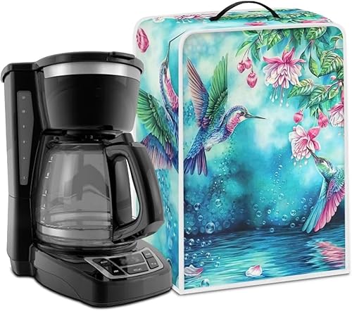 DISNIMO Cubierta para cafetera floral de colibrí, protección contra el polvo, cubierta para electrodomésticos de cocina, antihuellas dactilares, de