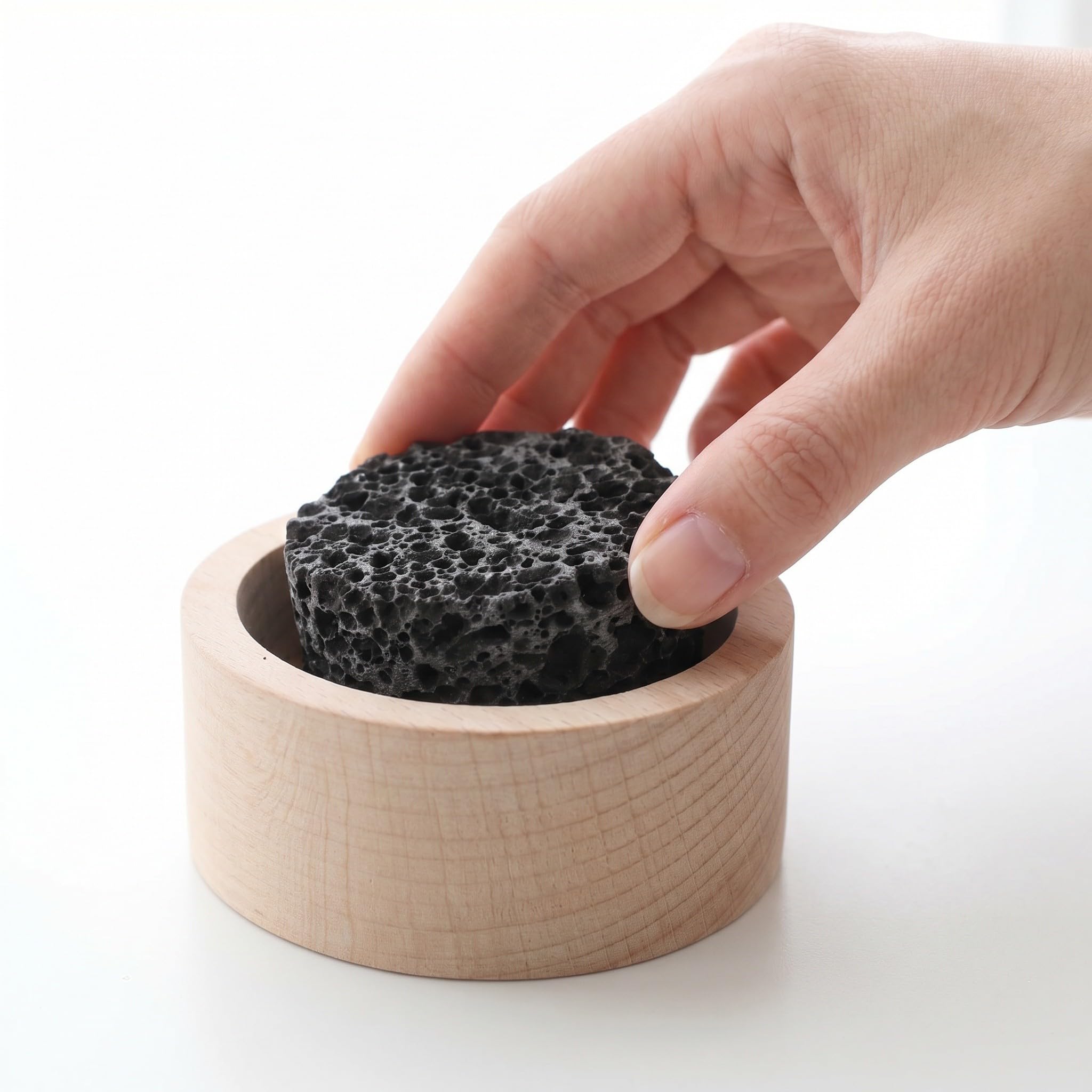 VICASKY Diffusore di Pietra Vulcanica Decorativo per Oli Essenziali, Diffusione Passiva Stabile, Design Unico in Legno, 4 Pezzi, per Ufficio e Meditazione