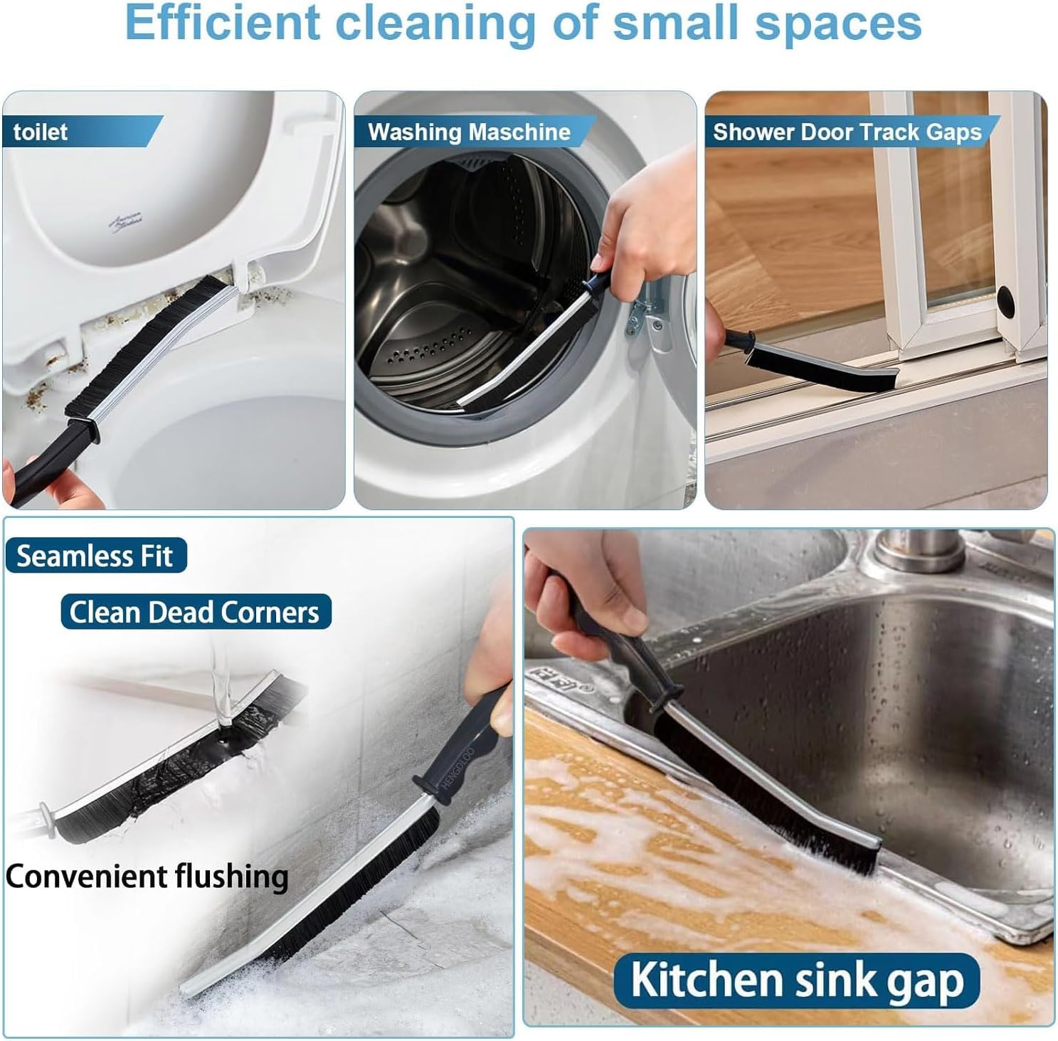 Set 3 Spazzole Per Pulizia Angoli - Setole Dure Per Fessure - Per Cucina, Bagno, Finestre, WC - Foto 4